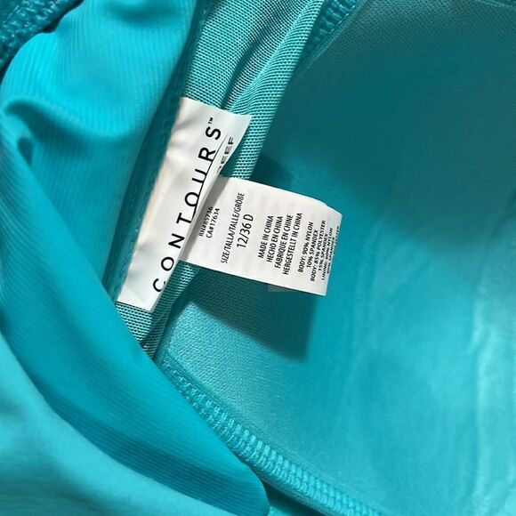 COCO REEF Contours Ruffled Strapless Tummy-Control One-Piece Swimsuit 36D, Aqua - Picture 6 of 9